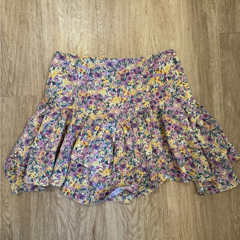 Nasty Gal Floral Ruffle Mini Skirt